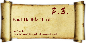 Paulik Bálint névjegykártya